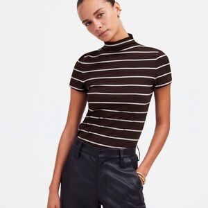 Madewell Short Sleeve Mockneck Tee in Stripe